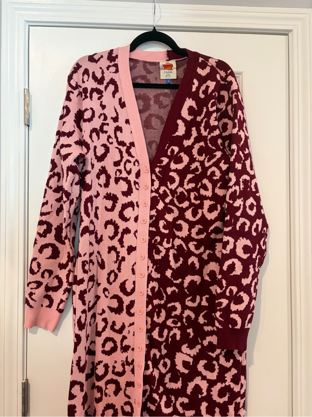 FARM Rio Pink & Burgundy Leopard Long Sleeve Knit Dress - Picture 6 of 8